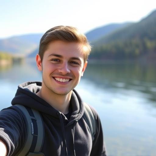 Foto von Marco Rissi, einem zufriedenen Studenten, der einen See fotografiert